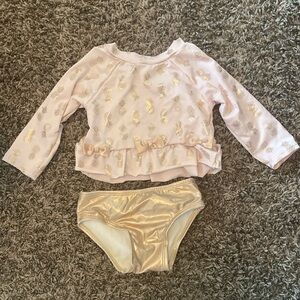 Sol Swim Long Sleeve Pineapple Two Piece Swimsuit